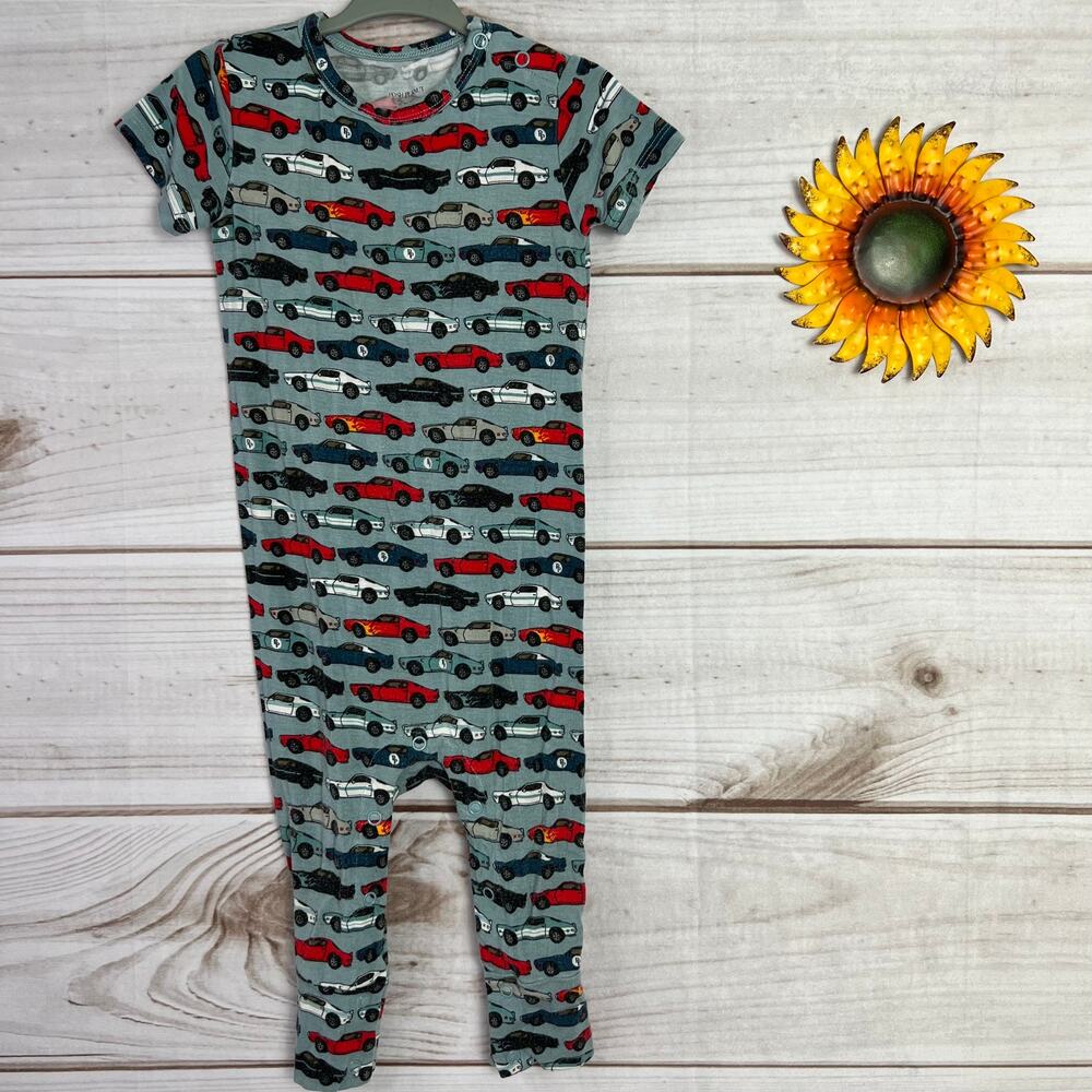Posh Peanut Vintage Race Car Bamboo Viscose Short Sleeve Romper 18-24 Months